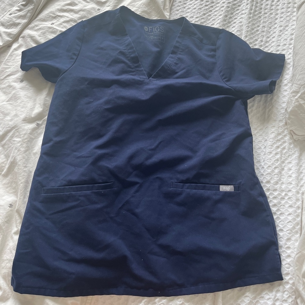 Navy Blue Figs Casma Scrub Top Size Small
